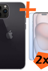 Nomfy Hoesje Geschikt voor iPhone 15 Pro Max Hoesje Siliconen Cover Case Met 2x Screenprotector - Hoes Geschikt voor iPhone 15 Pro Max Hoes Back Case - Transparant