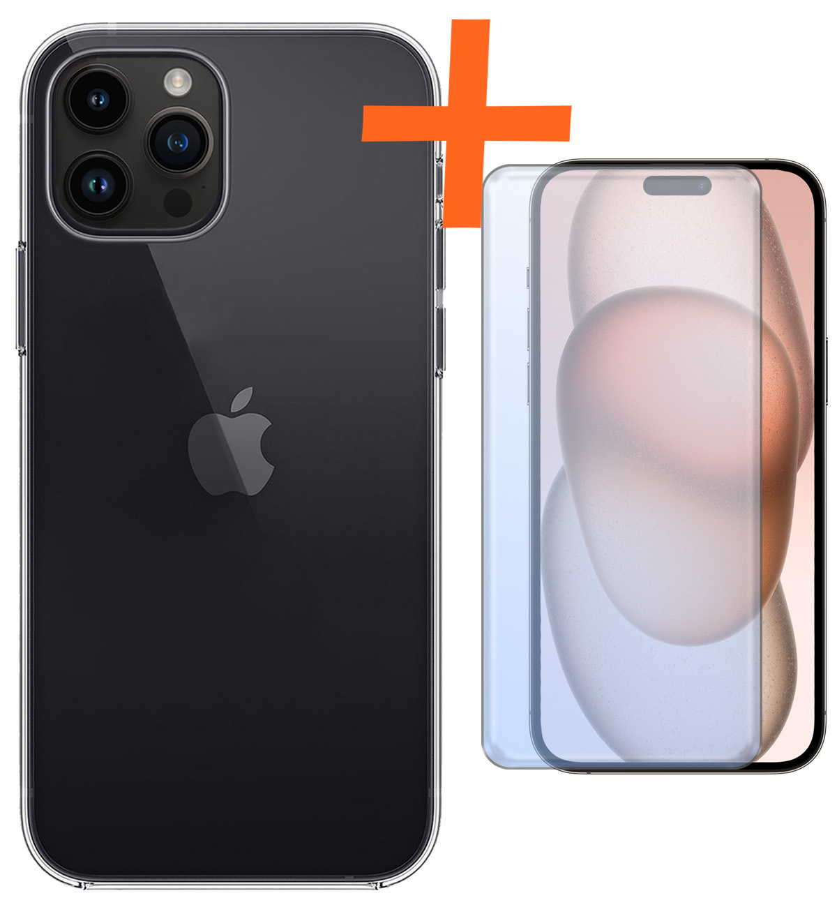 Nomfy Hoesje Geschikt voor iPhone 15 Pro Max Hoesje Siliconen Cover Case Met Screenprotector - Hoes Geschikt voor iPhone 15 Pro Max Hoes Back Case - Transparant