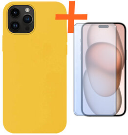 Nomfy Nomfy iPhone 15 Pro Max Hoesje Siliconen Met Screenprotector - Geel