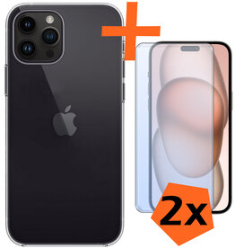 Nomfy Nomfy iPhone 15 Pro Hoesje Siliconen Met 2x Screenprotector - Transparant