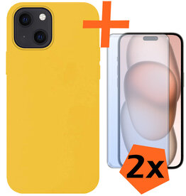 Nomfy Nomfy iPhone 15 Hoesje Siliconen Met 2x Screenprotector - Geel