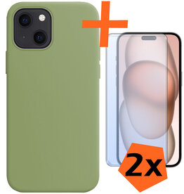 Nomfy Nomfy iPhone 15 Hoesje Siliconen Met 2x Screenprotector - Groen