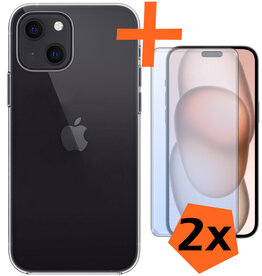 Nomfy Nomfy iPhone 15 Hoesje Siliconen Met 2x Screenprotector - Transparant