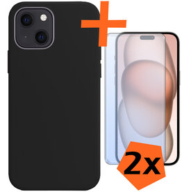 Nomfy Nomfy iPhone 15 Hoesje Siliconen Met 2x Screenprotector - Zwart