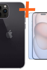 Nomfy Hoesje Geschikt voor iPhone 15 Pro Hoesje Siliconen Cover Case Met Screenprotector - Hoes Geschikt voor iPhone 15 Pro Hoes Back Case - Transparant