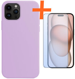 Nomfy Nomfy iPhone 15 Pro Hoesje Siliconen Met Screenprotector - Lila