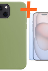 Nomfy Hoesje Geschikt voor iPhone 15 Plus Hoesje Siliconen Cover Case Met Screenprotector - Hoes Geschikt voor iPhone 15 Plus Hoes Back Case - Groen