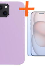 Nomfy Hoesje Geschikt voor iPhone 15 Plus Hoesje Siliconen Cover Case Met Screenprotector - Hoes Geschikt voor iPhone 15 Plus Hoes Back Case - Lila