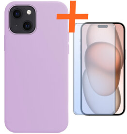 Nomfy Nomfy iPhone 15 Plus Hoesje Siliconen Met Screenprotector - Lila