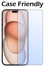 Nomfy Hoesje Geschikt voor iPhone 15 Plus Hoesje Siliconen Cover Case Met 2x Screenprotector - Hoes Geschikt voor iPhone 15 Plus Hoes Back Case - Lichtblauw