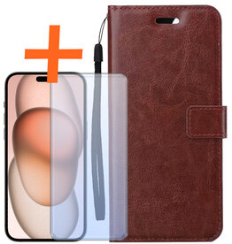 Nomfy Nomfy iPhone 15 Pro Hoesje Bookcase Met Screenprotector - Bruin