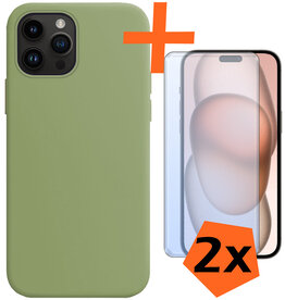 Nomfy Nomfy iPhone 15 Plus Hoesje Siliconen Met 2x Screenprotector - Groen