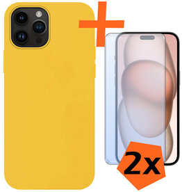 Nomfy Nomfy iPhone 15 Plus Hoesje Siliconen Met 2x Screenprotector - Geel