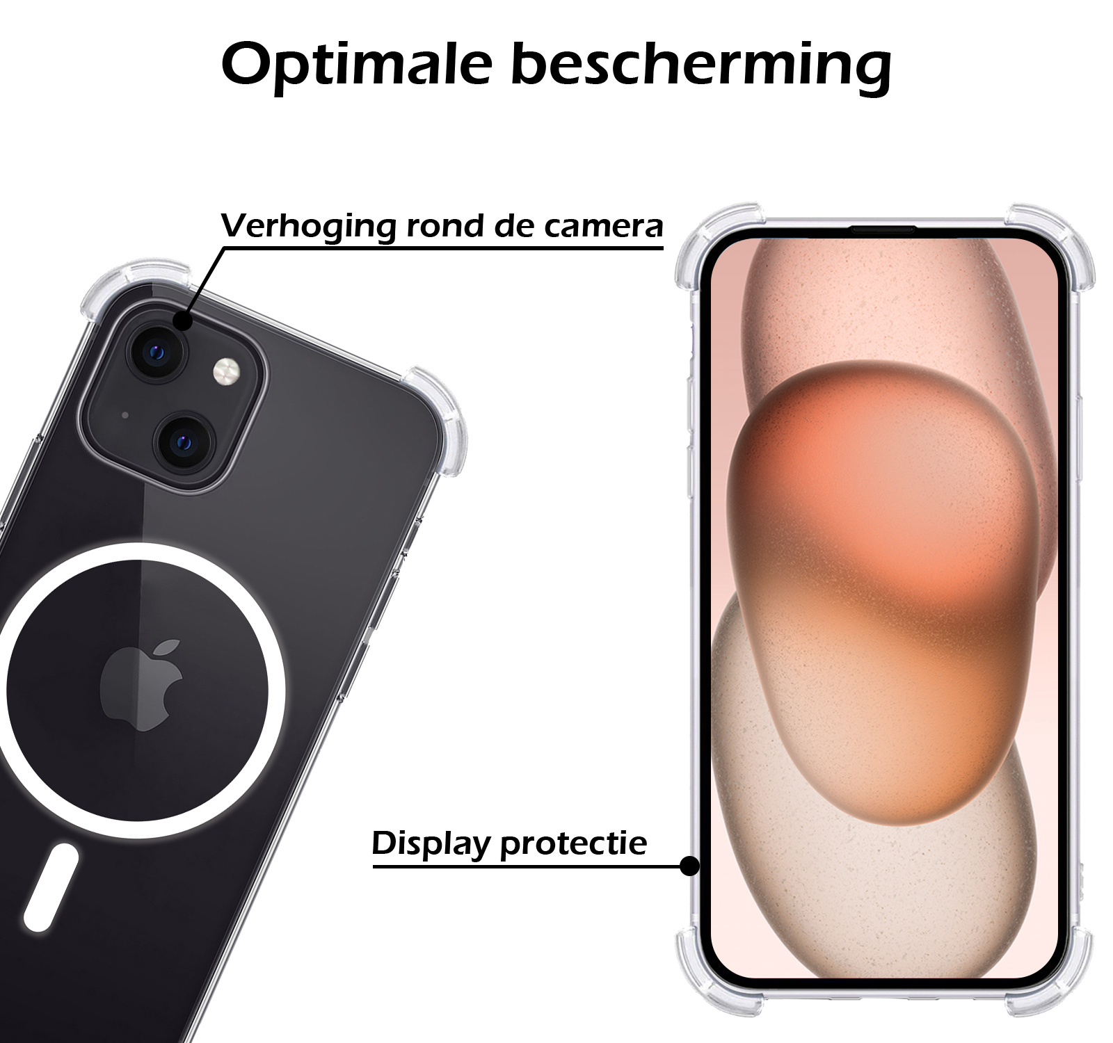 Nomfy Hoesje Geschikt voor iPhone 15 Hoes Geschikt voor Magsafe Shock Proof Cover Case Shockproof Transparant - Hoesje Geschikt voor iPhone 15 Hoes Back Case Magsafe