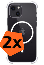 Nomfy Hoesje Geschikt voor iPhone 15 Hoes Geschikt voor Magsafe Shock Proof Cover Case Shockproof Transparant - Hoesje Geschikt voor iPhone 15 Hoes Back Case Magsafe - 2 PACK