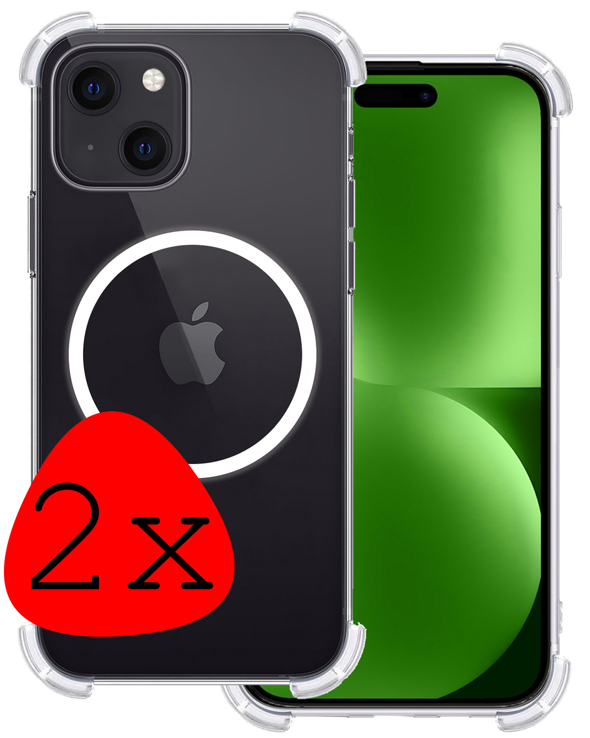 BASEY. Hoes Geschikt voor iPhone 15 Plus Hoesje Magsafe Compatible Shock Proof Case Transparant - Hoesje Geschikt voor iPhone 15 Plus Hoes Magsafe Cover Shockproof - 2 Stuks