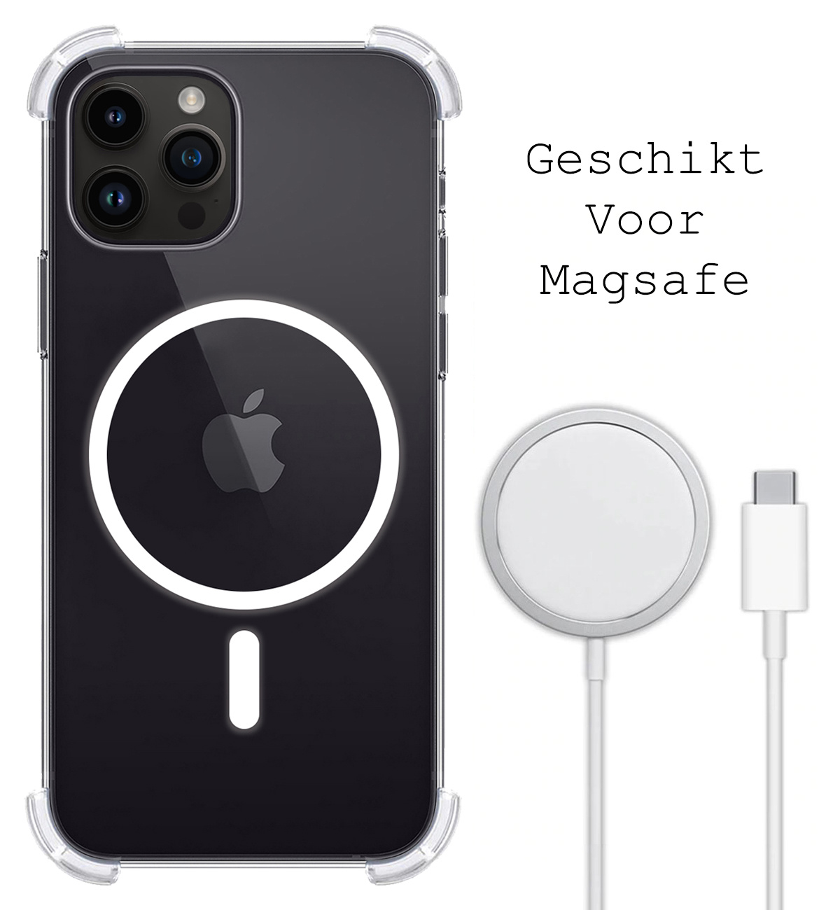 BASEY. Hoes Geschikt voor iPhone 15 Pro Hoesje Magsafe Compatible Shock Proof Case Transparant - Hoesje Geschikt voor iPhone 15 Pro Hoes Magsafe Cover Shockproof