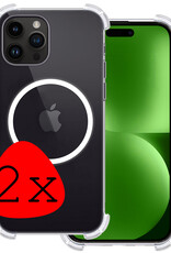 BASEY. Hoes Geschikt voor iPhone 15 Pro Max Hoesje Magsafe Compatible Shock Proof Case Transparant - Hoesje Geschikt voor iPhone 15 Pro Max Hoes Magsafe Cover Shockproof - 2 Stuks