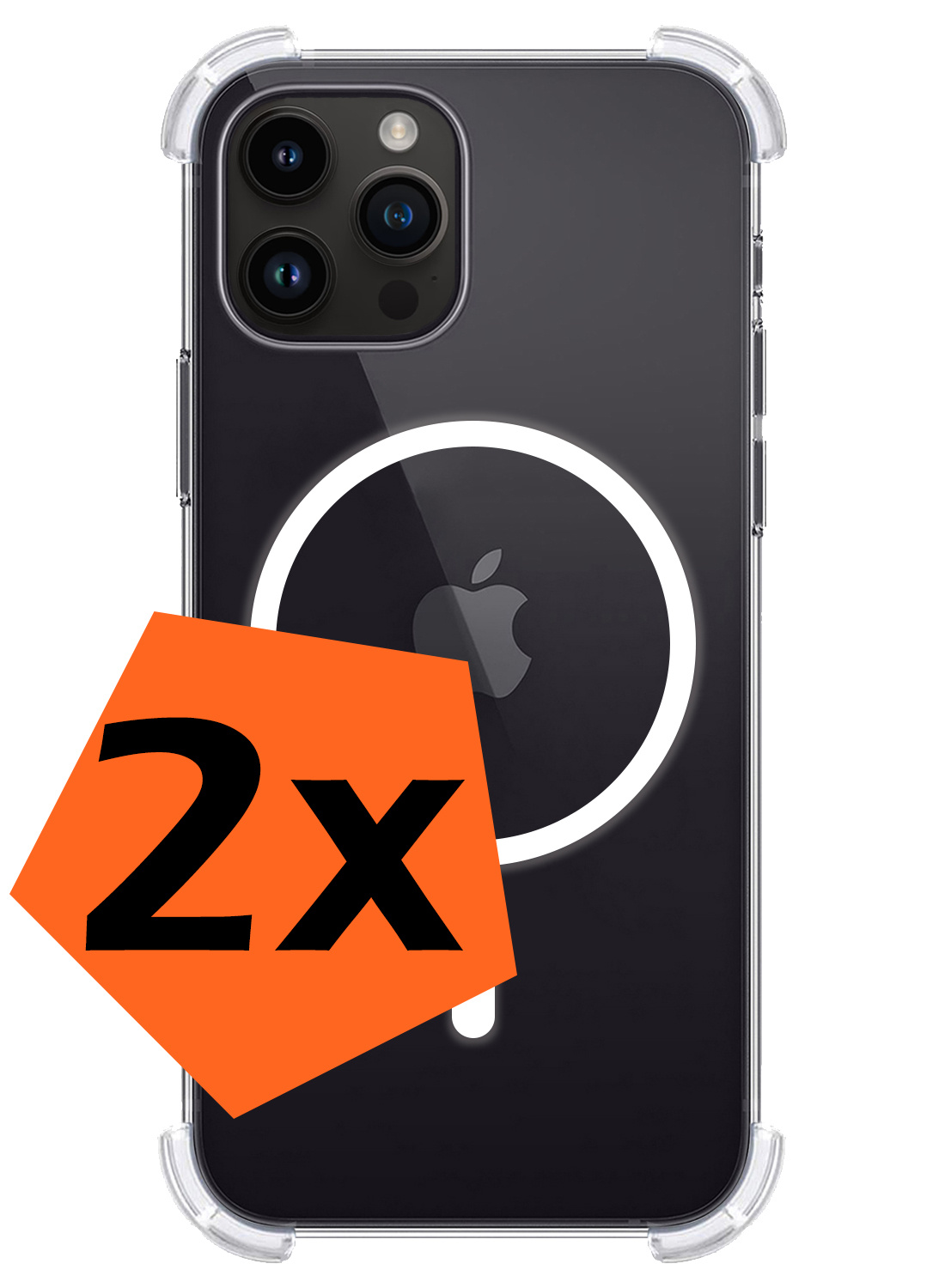 Nomfy Hoesje Geschikt voor iPhone 15 Pro Hoes Geschikt voor Magsafe Shock Proof Cover Case Shockproof Transparant - Hoesje Geschikt voor iPhone 15 Pro Hoes Back Case Magsafe - 2 PACK