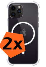 Nomfy Hoesje Geschikt voor iPhone 15 Pro Max Hoes Geschikt voor Magsafe Shock Proof Cover Case Shockproof Transparant - Hoesje Geschikt voor iPhone 15 Pro Max Hoes Back Case Magsafe - 2 PACK