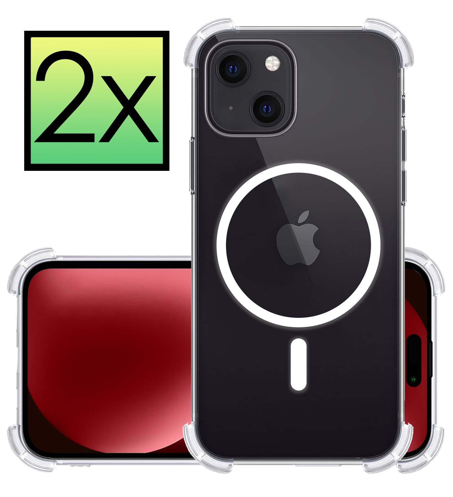 NoXx Hoes Geschikt voor iPhone 15 Plus Hoesje Geschikt voor Magsafe Hoesje Cover Shock Proof Case - Transparant - 2x
