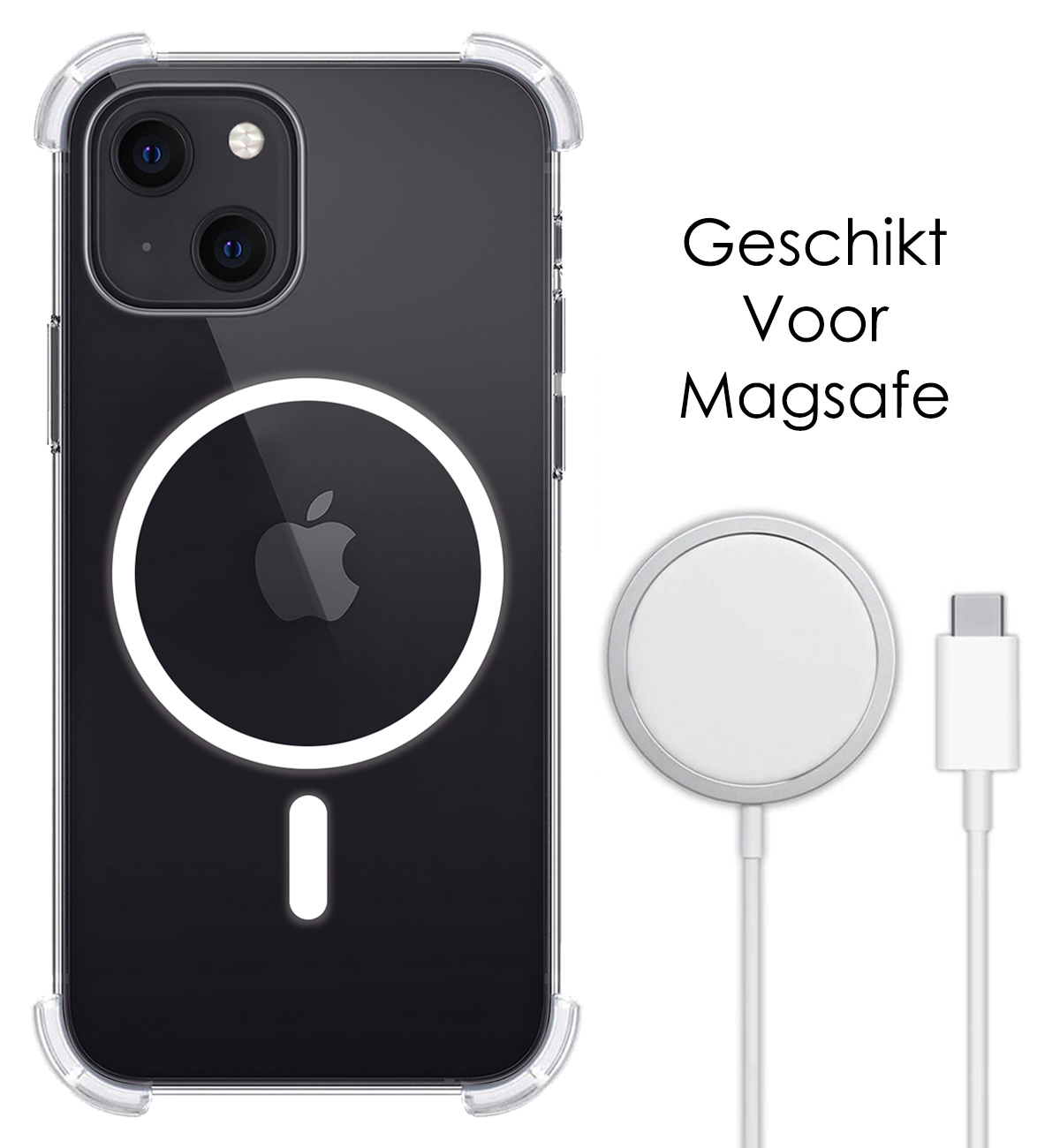 NoXx Hoes Geschikt voor iPhone 15 Plus Hoesje Geschikt voor Magsafe Hoesje Cover Shock Proof Case - Transparant - 2x