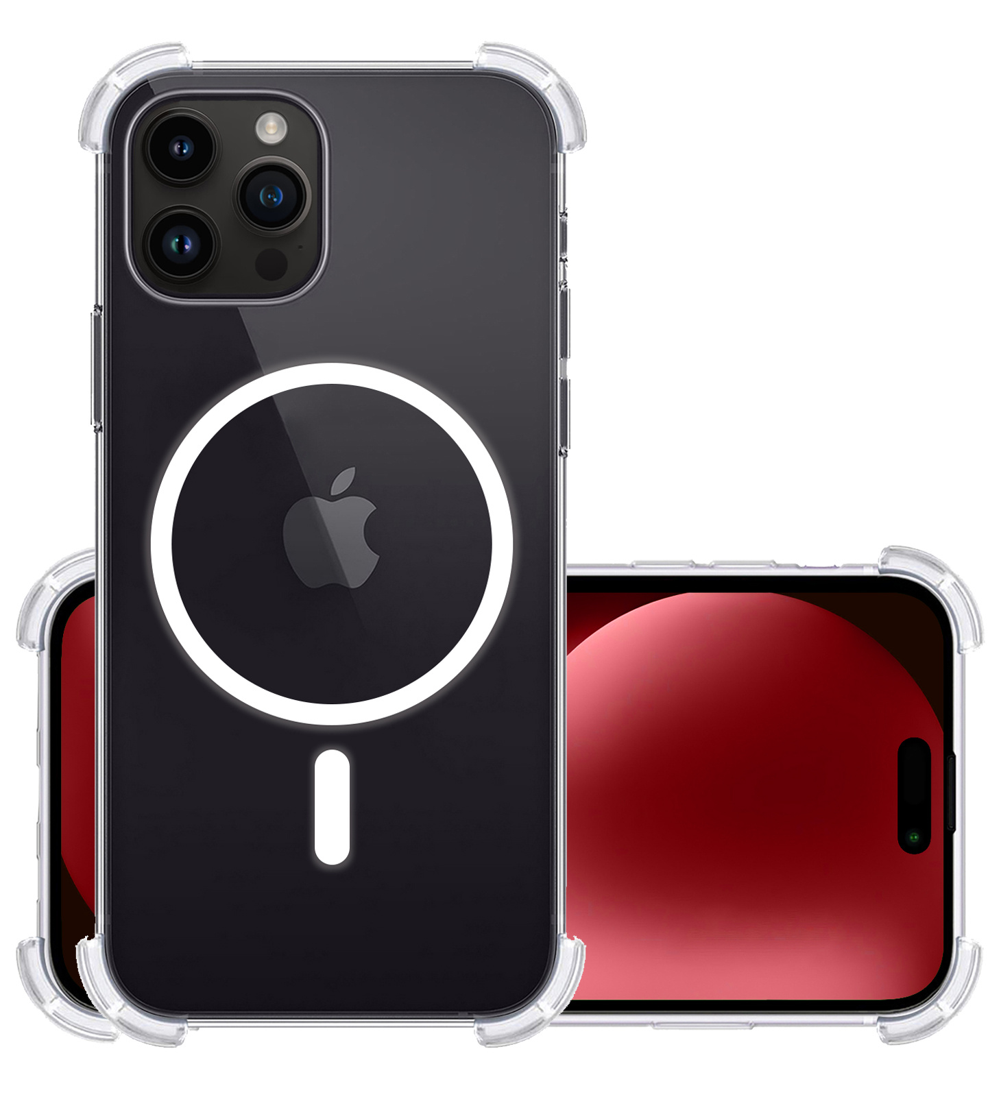 NoXx Hoes Geschikt voor iPhone 15 Pro Hoesje Geschikt voor Magsafe Hoesje Cover Shock Proof Case - Transparant
