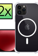 NoXx Hoes Geschikt voor iPhone 15 Pro Hoesje Geschikt voor Magsafe Hoesje Cover Shock Proof Case - Transparant - 2x