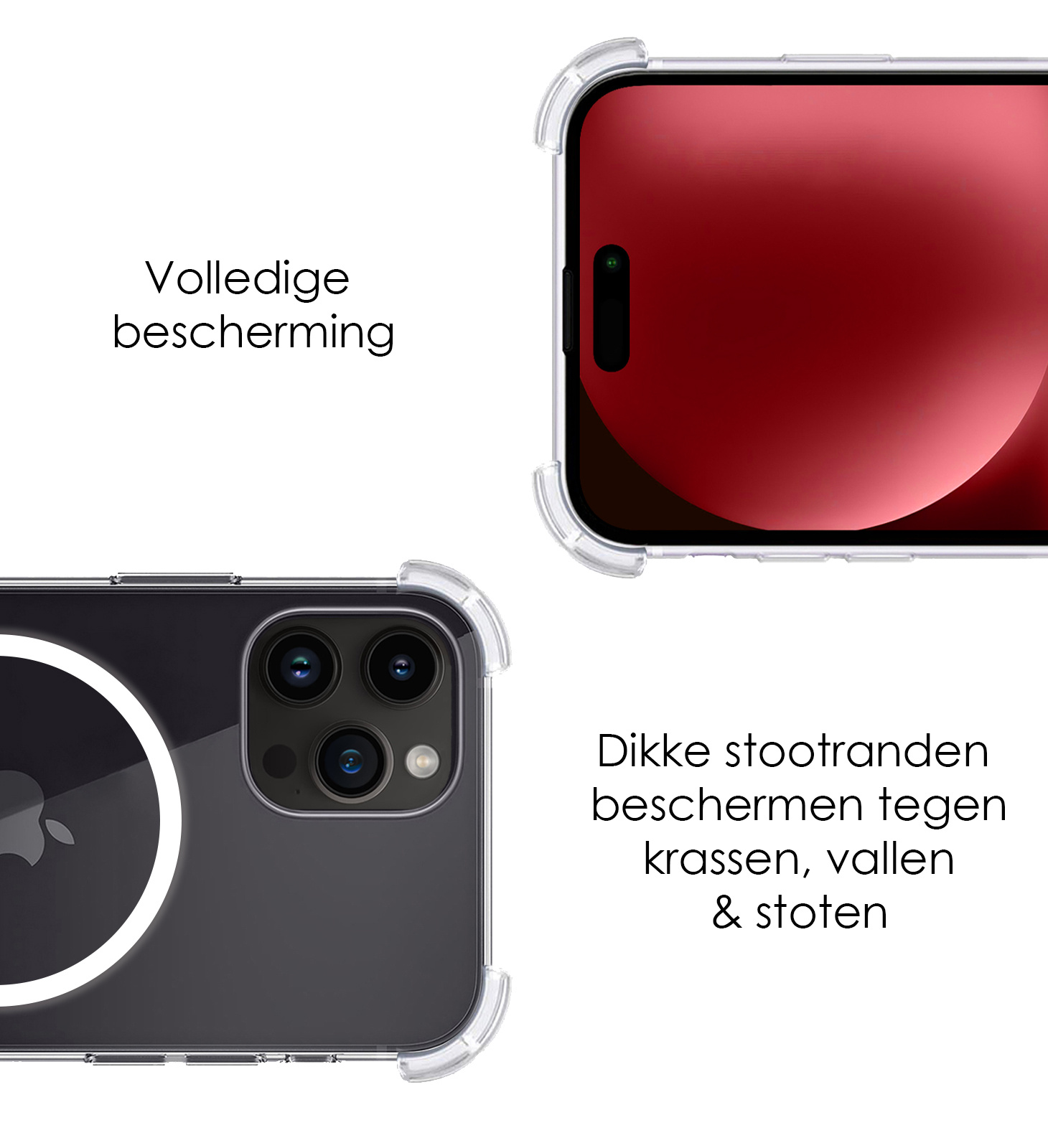 NoXx Hoes Geschikt voor iPhone 15 Pro Max Hoesje Geschikt voor Magsafe Hoesje Cover Shock Proof Case - Transparant - 2x