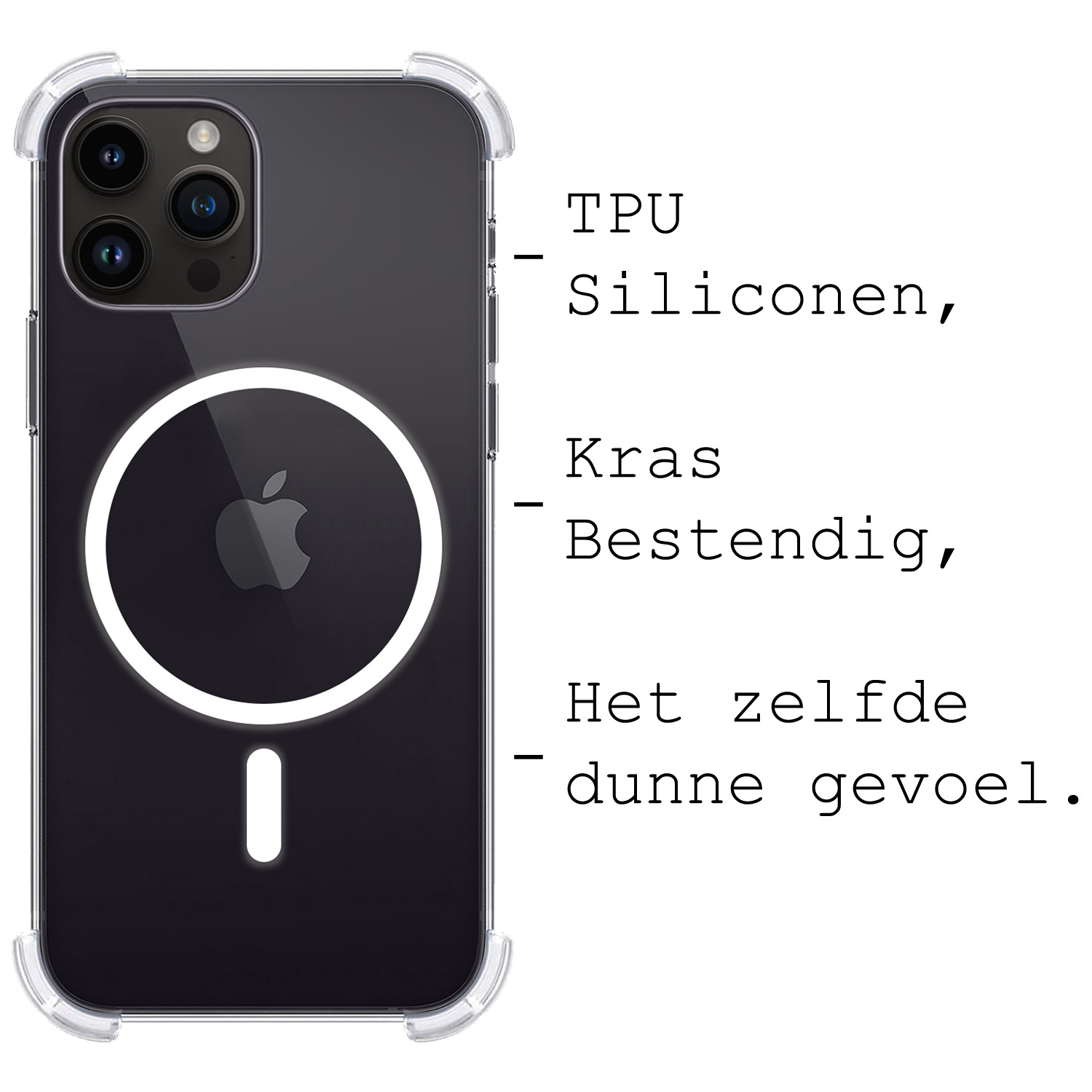 BASEY. Hoes Geschikt voor iPhone 15 Pro Hoesje Magsafe Compatible Shock Proof Case Transparant Met 2x Screenprotector - Hoesje Geschikt voor iPhone 15 Pro Hoes Magsafe Cover Shockproof