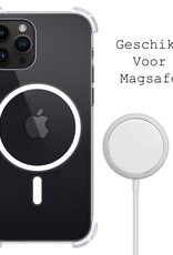BASEY. Hoes Geschikt voor iPhone 15 Pro Max Hoesje Magsafe Compatible Shock Proof Case Transparant Met Screenprotector - Hoesje Geschikt voor iPhone 15 Pro Max Hoes Magsafe Cover Shockproof