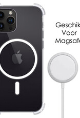NoXx Hoes Geschikt voor iPhone 15 Pro Hoesje Geschikt voor Magsafe Hoesje Cover Shock Proof Case Met Screenprotector - Transparant