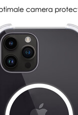 NoXx Hoes Geschikt voor iPhone 15 Pro Hoesje Geschikt voor Magsafe Hoesje Cover Shock Proof Case Met Screenprotector - Transparant