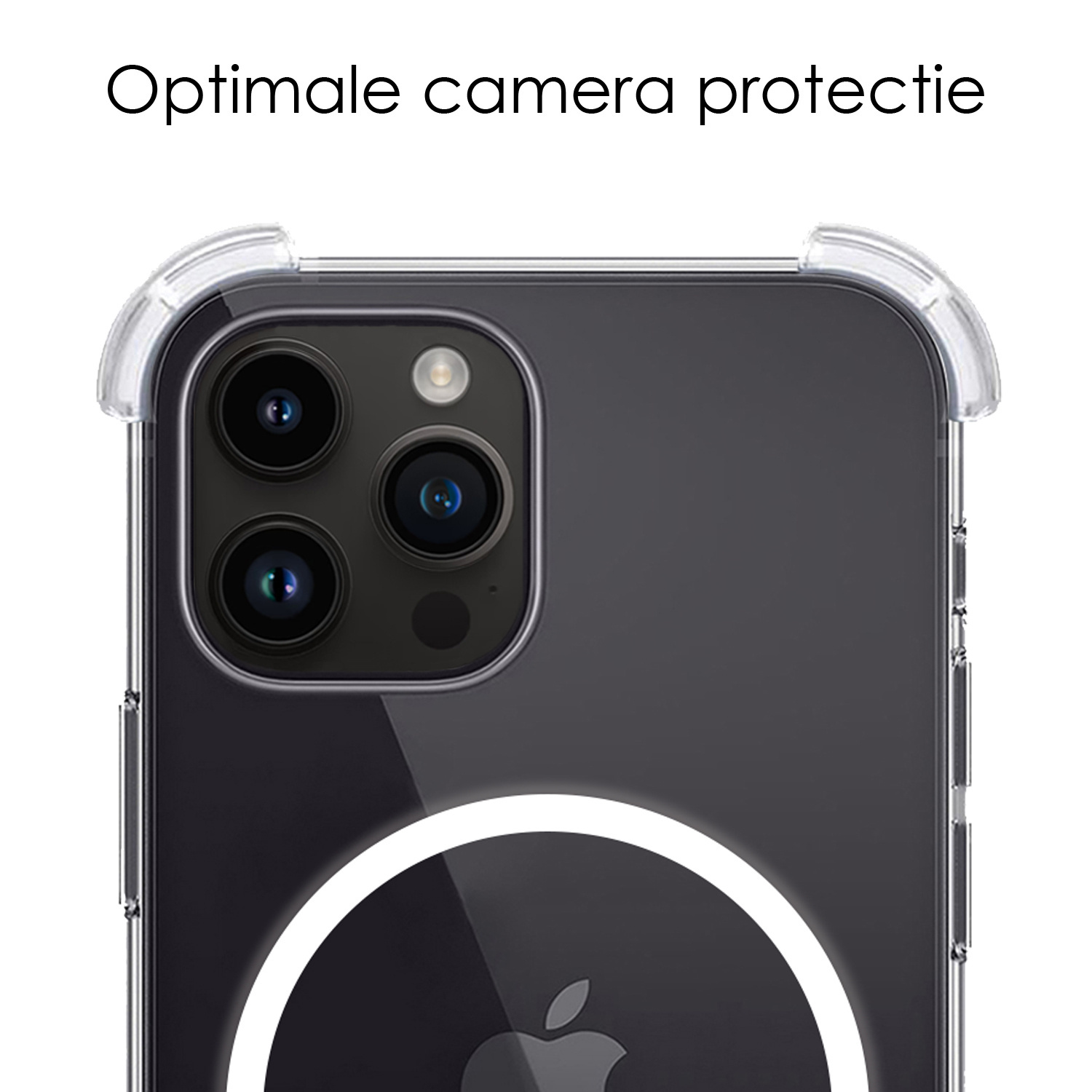 NoXx Hoes Geschikt voor iPhone 15 Pro Hoesje Geschikt voor Magsafe Hoesje Cover Shock Proof Case Met Screenprotector - Transparant