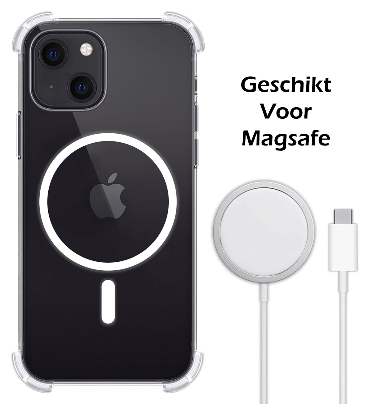 Nomfy Hoesje Geschikt voor iPhone 15 Plus Hoes Geschikt voor Magsafe Shock Proof Cover Case Shockproof Transparant Met 2x Screenprotector - Hoesje Geschikt voor iPhone 15 Plus Hoes Back Case Magsafe