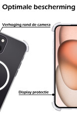 Nomfy Hoesje Geschikt voor iPhone 15 Plus Hoes Geschikt voor Magsafe Shock Proof Cover Case Shockproof Transparant Met 2x Screenprotector - Hoesje Geschikt voor iPhone 15 Plus Hoes Back Case Magsafe