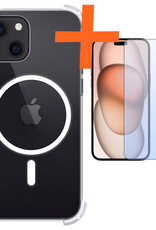 Nomfy Hoesje Geschikt voor iPhone 15 Plus Hoes Geschikt voor Magsafe Shock Proof Cover Case Shockproof Transparant Met Screenprotector - Hoesje Geschikt voor iPhone 15 Plus Hoes Back Case Magsafe