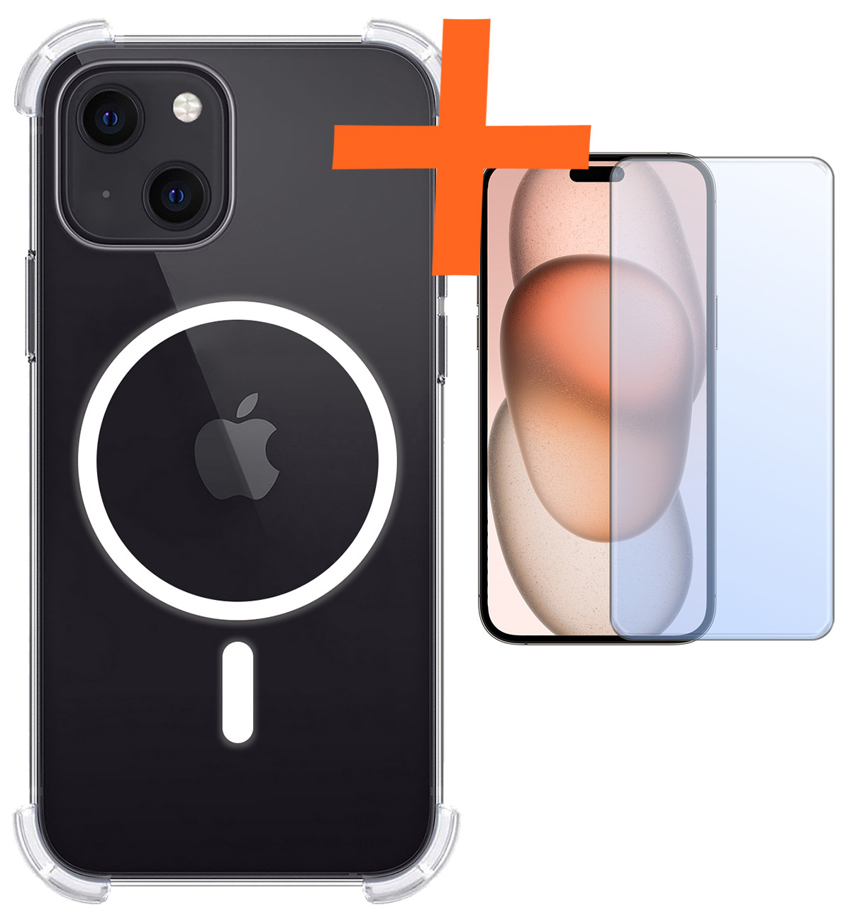 Nomfy Hoesje Geschikt voor iPhone 15 Plus Hoes Geschikt voor Magsafe Shock Proof Cover Case Shockproof Transparant Met Screenprotector - Hoesje Geschikt voor iPhone 15 Plus Hoes Back Case Magsafe
