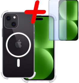 BASEY. BASEY. iPhone 15 Plus Magsafe Hoesje Transparant Met Screenprotector