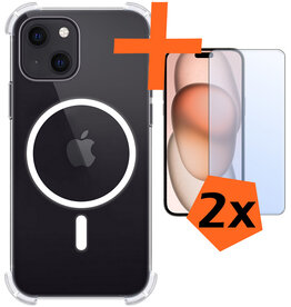 Nomfy Nomfy iPhone 15 Plus Magsafe Hoesje Transparant Met 2x Screenprotector