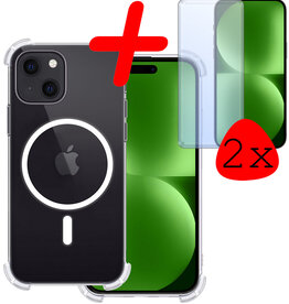 BASEY. BASEY. iPhone 15 Plus Magsafe Hoesje Transparant Met 2x Screenprotector