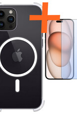 Nomfy Hoesje Geschikt voor iPhone 15 Pro Max Hoes Geschikt voor Magsafe Shock Proof Cover Case Shockproof Transparant Met Screenprotector - Hoesje Geschikt voor iPhone 15 Pro Max Hoes Back Case Magsafe