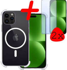 BASEY. BASEY. iPhone 15 Pro Magsafe Hoesje Transparant Met 2x Screenprotector