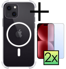 NoXx NoXx iPhone 15 Magsafe Hoesje Transparant Met 2x Screenprotector