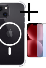 NoXx Hoes Geschikt voor iPhone 15 Plus Hoesje Geschikt voor Magsafe Hoesje Cover Shock Proof Case Met Screenprotector - Transparant