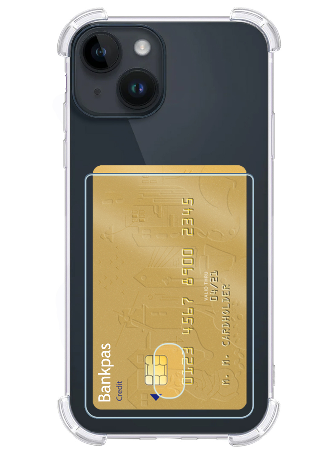 Nomfy Hoesje Geschikt voor iPhone 15 Plus Hoesje Pasjeshouder Shockproof Pas Houder - Hoesje Geschikt voor iPhone 15 Plus Hoes Met Kaarthouder - Transparant