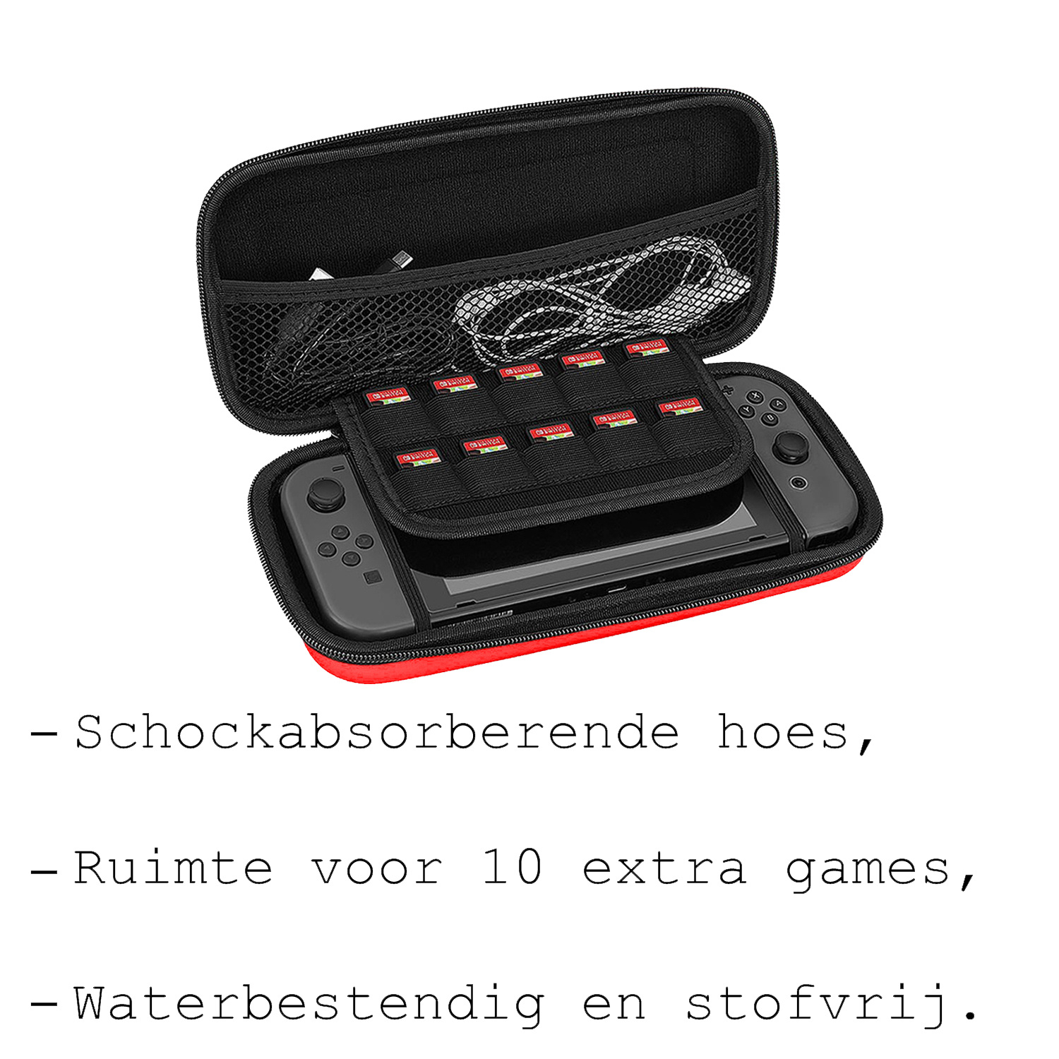 BASEY. Hoesje Geschikt voor Nintendo Switch Lite Case Hoes Hard Cover Koord - Bescherm Case Geschikt voor Nintendo Switch Lite Hoes - Rood