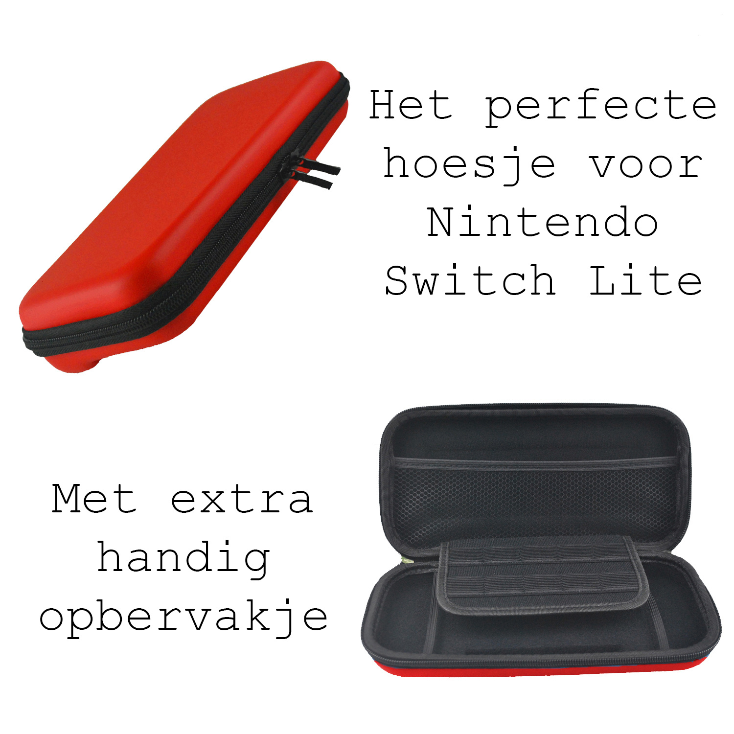 BASEY. Hoesje Geschikt voor Nintendo Switch Lite Case Hoes Hard Cover Koord - Bescherm Case Geschikt voor Nintendo Switch Lite Hoes - Rood