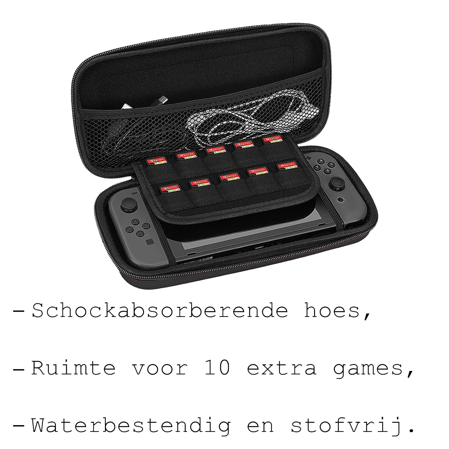 BASEY. Hoesje Geschikt voor Nintendo Switch Lite Case Hoes Hard Cover Koord - Bescherm Case Geschikt voor Nintendo Switch Lite Hoes - Zwart