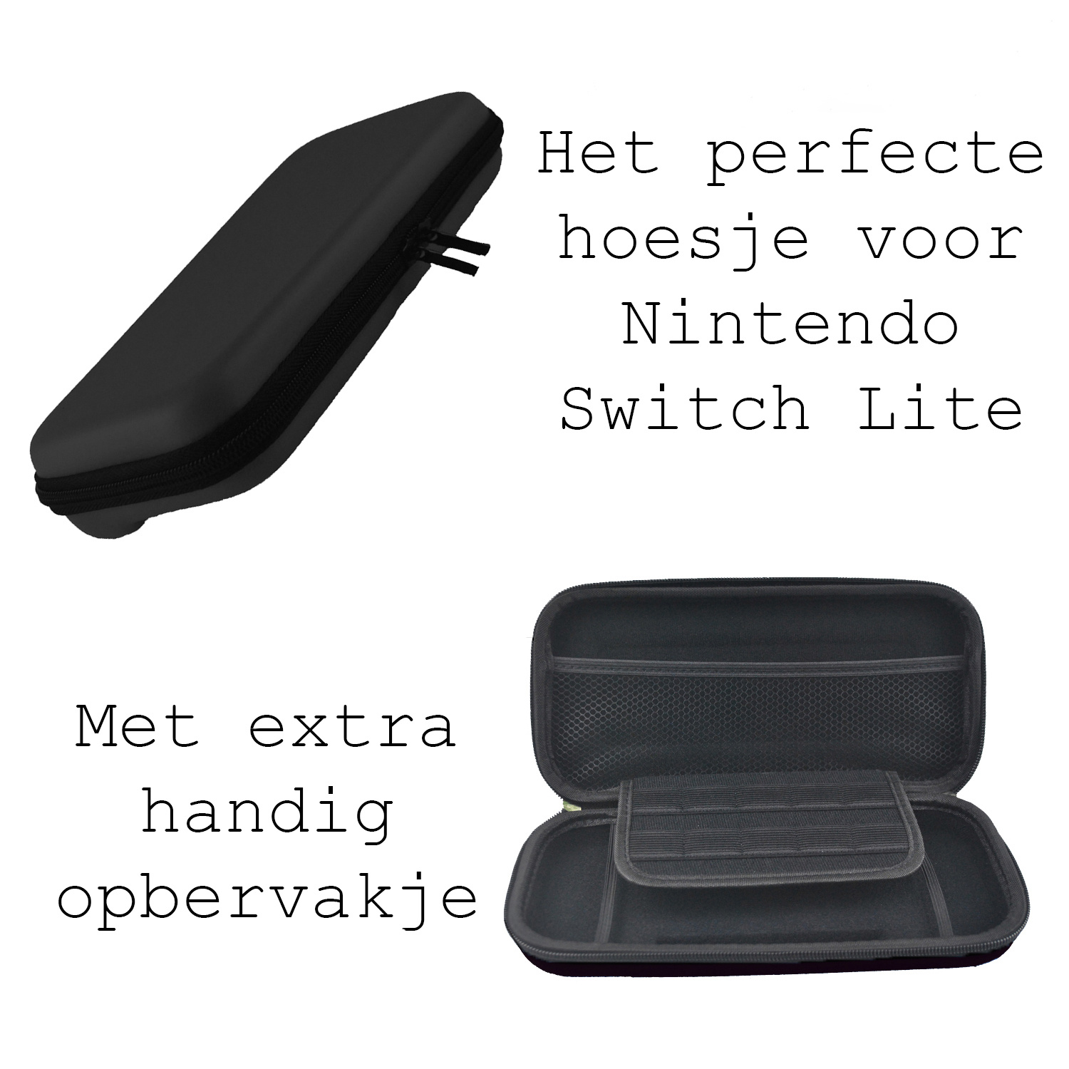 BASEY. Hoesje Geschikt voor Nintendo Switch Lite Case Hoes Hard Cover Koord - Bescherm Case Geschikt voor Nintendo Switch Lite Hoes - Zwart